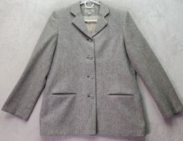 L.L. Bean Blazer Jacket Women Petite 8 Gray Wool Single Breasted Four Button EUC - £29.02 GBP