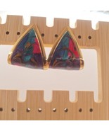 Vintage 80s Colorful Enamel Triangle Earrings - $13.50