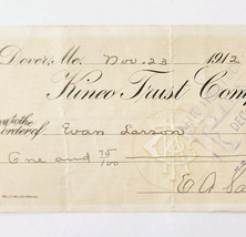 1912 Kineo Trust Company Bank Check E.A. Sampson Dover Maine Signed 1026... - £15.60 GBP