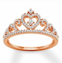 0.40 CT Rundschliff Moissanit Herz Krone Band Promise Ring 14K Rose Vergoldet - $72.02