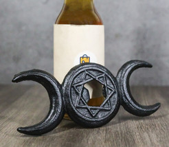 Cast Iron Black Wicca Triple Moon Goddess Pentagram Hand Bottle Cap Opener - £17.01 GBP