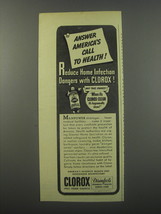 1944 Clorox Bleach Ad - Answer America&#39;s call to health - $18.49