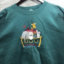 VTG Made In USA Noah Ark Sweater Crew Neck Medium Green Embroidered - £10.71 GBP