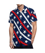 Mondxflaur Star Stripe Button Down Shirts for Men Short Sleeve Pocket Ca... - $35.65 CAD