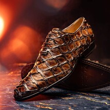 Marco Di Milano Genuine Pirarucu Exotic Lace-Up Olivieri Clear Brown image 10