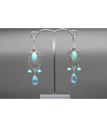 Jewdi Sky Blue Synthetic Cat&#39;s Eye Handmade Earrings (E06S094) - $917.02 MXN