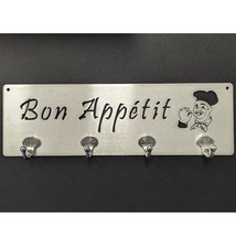 Bon Appetit with Chef Graphic - Wall Mounted Kitchen Utensil Hook Rack - £19.97 GBP