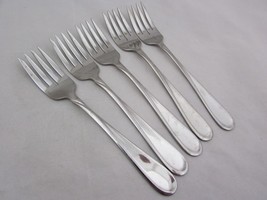 Oneida USA Stainless FLIGHT/RELIANCE Set of 5 Glossy Salad Forks 6 3/4&quot; Flatware - £9.38 GBP