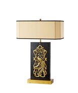 interoknack Luxury Peacock Carved Marble Table Lamp, Brass and Gold Rect... - $1,349.00