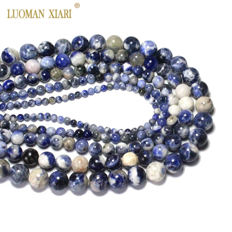 Wholesale AAA 100% Natural New White Blue Sodalite Stone Beads For Jewelry - £8.78 GBP+