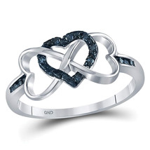 Sterling Silver Womens Round Color Enhanced Blue Diamond Infinity Heart ... - $39.00