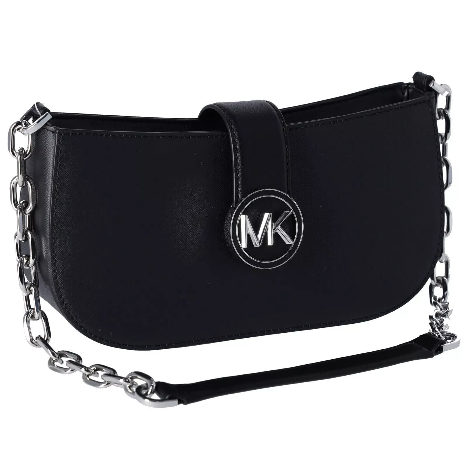 NWB Michael Kors Carmen Small Pouchette Black Shoulder 35H3SNMC0L $398 Gift Bag