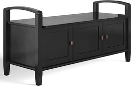 Black Multipurpose Transitional Warm Solid Wood 44 Inch Wide Entryway Storage - £291.72 GBP