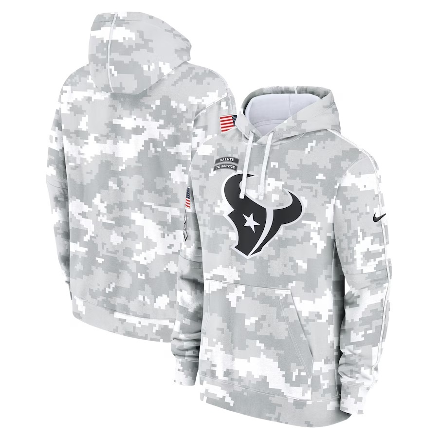 Mens White Camo Texans 2024 Salute to Service Pullover Hoodie - Houston