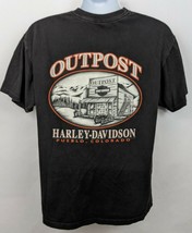 Harley Davidson Motorcycles Pueblo Colorado Outpost T Shirt Size L Black USA - £20.87 GBP