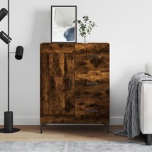 Industrial Rustic Smoked Oak Wooden Sideboard Storage Cabinet 1 Door 3 Drawers - £100.66 GBP