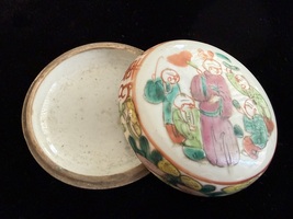 Antique Famille Verte Porcelain Seal Paste Ink Box #2 - $75.00