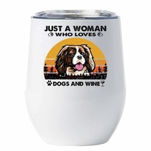 Just A Woman Who Loves Cavalier King Dogs And Wine Tumbler 12oz Gift For Dog Mom - £17.87 GBP