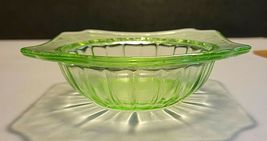 JEANETTE DEPRESSION URANIUM SQUARE CEREAL BOWL GREEN ADAM PATTERN image 6