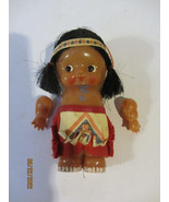 VINTAGE MADE IN HONG KONG EMPIRE MADE KEWPIE DOLL INDIAN BOY 5.5&quot; TALL - £7.90 GBP