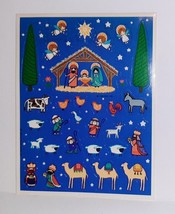 Nativity Scene Angel Animal Vtg Hallmark Christmas Stickers 1 Sheet 1986 - £6.23 GBP