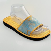 Unbranded Shoes Fabric Print Bamboo Slides Sandals Blue Women&#39;s Size 7 - £10.69 GBP