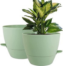 Wousiwer 10 Inch Self Watering Planters, 2 Pack Large Plastic, Deep Reservior. - £26.58 GBP