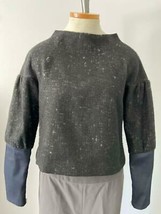 Katharine Kidd Top Boxy Exposed Zipper Navy Black Tweed Satin 8 - $41.74