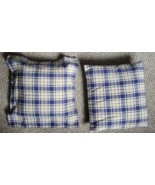 Set of 2 Decorative Throw Pillows Blue White Plaid Small Cute Bedroom So... - £27.64 GBP