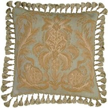 Throw Pillow Aubusson Flourishes Flourish 22x22 Cream Olive Green Bronze... - $449.00