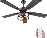 Ohniyou 52-Inch Farmhouse Ceiling Fan With Light And Remote,, And Dining... - $181.99
