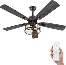 Ohniyou 52-Inch Farmhouse Ceiling Fan With Light And Remote,, And Dining Room. - £142.80 GBP