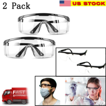 2 pcs Clear Safety Goggles Glasses Anti Fog Lens Work Lab Protective Chemical - £9.48 GBP
