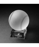 Crystal Paperweight with Etched Baseball Ornament and Trapezoid Base by ... - $510.00 MXN