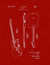 The Clarence Fender Telecaster Patent Print - Burgundy Red - £6.14 GBP+