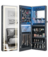 42.5 Inches Lockable Jewelry Mirror Wall Cabinet with 3-Color LED Lights... - $278.31 CAD