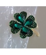 St. Patrick&#39;s Day Four leaf clover brooch -Art Deco Vibe - Pin - $11.87