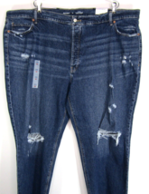 Old Navy Slouchy Straight High Rise Distressed Jeans Raw Frayed Hem Plus... - £16.57 GBP