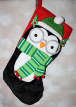 Multicolor Penguin With Glasses &amp; Scarf Christmas Stocking 17&quot; X 9&quot; - £9.02 GBP