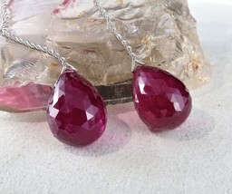 24 Mm Pink Tourmaline Rubellite Faceted Teardrops Pair 114 Cts Gemstone Earring - £34,338.25 GBP