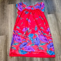 Vintage Hawaiian Dress  Womens Large Muumuu Tropical Hawaii Luau Red Pur... - £27.92 GBP