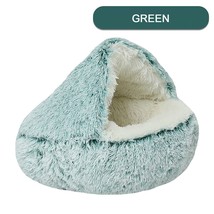 Luxurious Plush Round Cat Bed Cat Bed Round Soft Plush Burrowing Cave Hooded Cat - £33.75 GBP