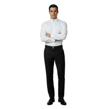 Mens CEREMONIA AVM Turkey Cotton Banded Minister Shirt Angelino-13 White image 5