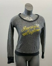 American Eagle Sweatshirt Women’s Size XS Gray  Long Sleeve Scoop Neck   - £8.45 GBP