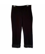 Zara Black Cropped Crepe Pearl Embellished Hem Trousers New - £44.11 GBP