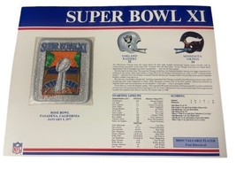 Super Bowl Xi Raiders Vs Vikings 1977 Official Sb Nfl Patch Willabee & Ward - $18.69
