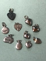 Mixed Lot of Dainty 925 Marked &amp; Not Silver &amp; SIlvertone Puffy Heart LOVE HOPE  - £15.53 GBP