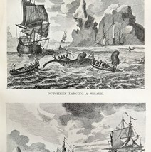 Dutch Lancing And Towing Whale 1926 Nautical Antique Print Whale Hunting... - $28.11 CAD