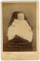 Antique Circa 1880s Cabinet Card Atwood Adorable Baby in Dress Georgetown, Ohio - £7.14 GBP