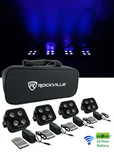 Rockville 4 PACK MINI RF4 DJ/Party Wash Up Lights+Bag+RF Remotes+Wireles... - £405.25 GBP